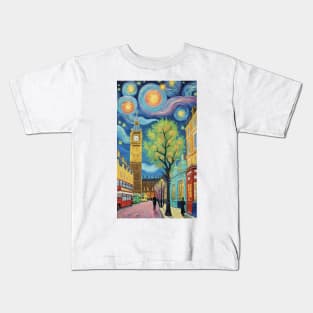 Starry Night Symphony: Van Gogh Inspired Cityscape Kids T-Shirt